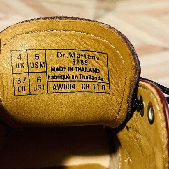 Dr Martens 3989 Cherry Red Smooth Leather Brogue M 5 W 6 Wingtip Shoes Academia - Picture 7 of 9